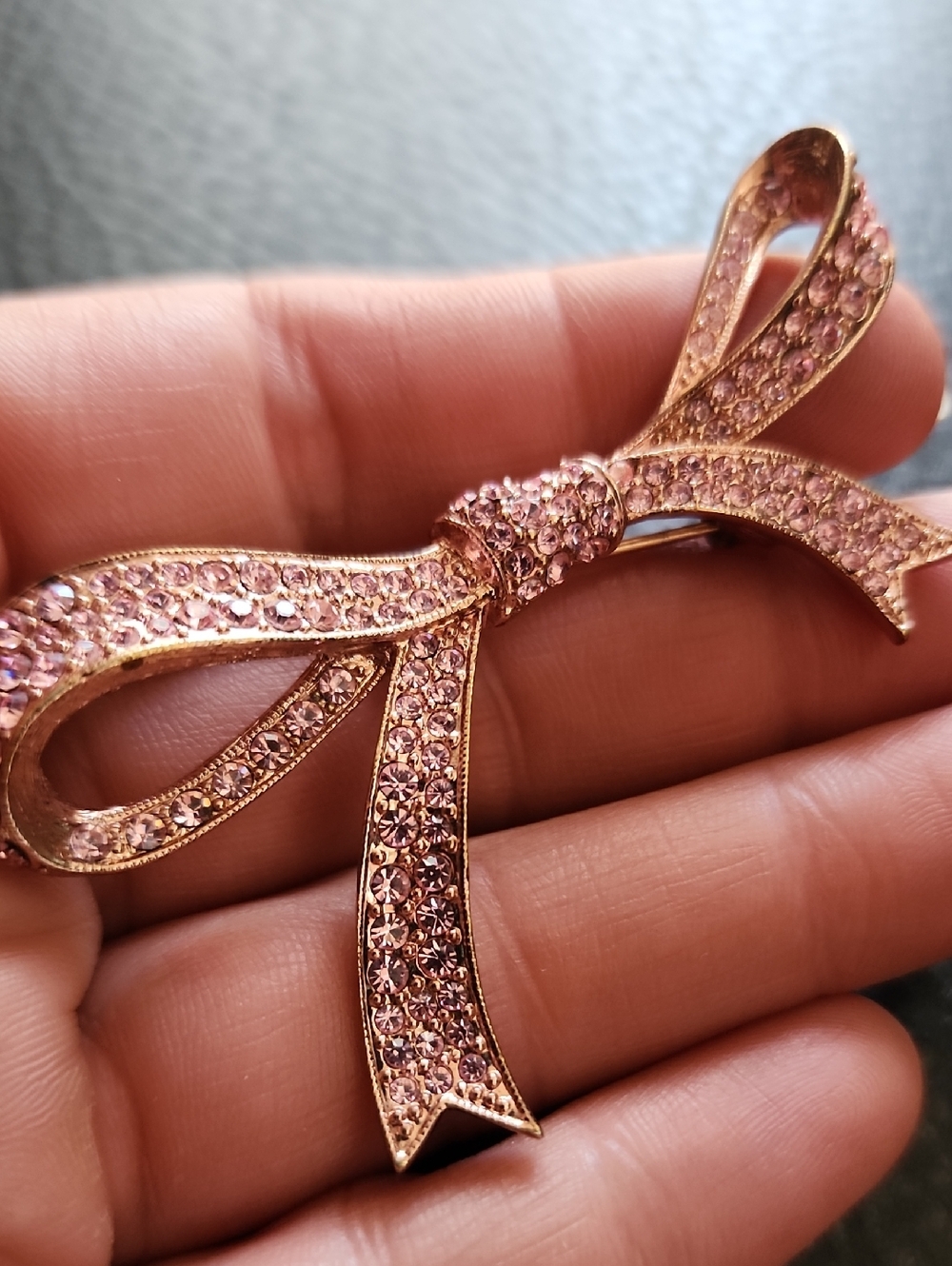Pink Crystal KJL Bow Brooch - Elegant Womens Jewelry